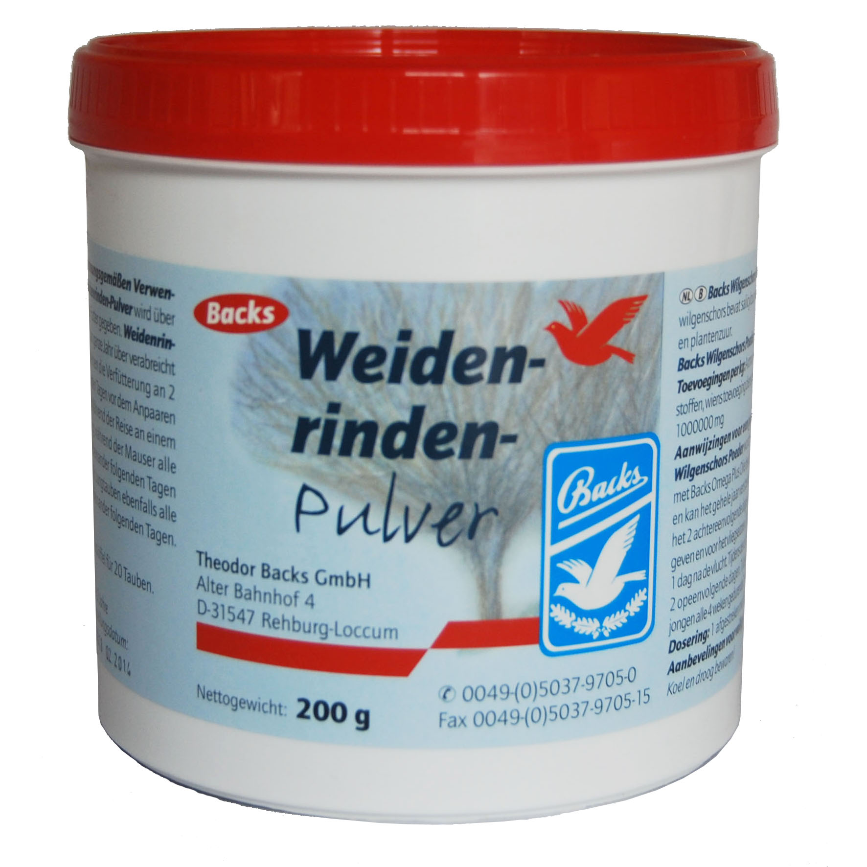 Produktansicht - Backs - Weidenrindenpulver