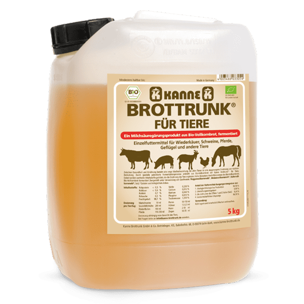 Produktansicht - Kanne - Bio BROTTRUNK® für Tiere