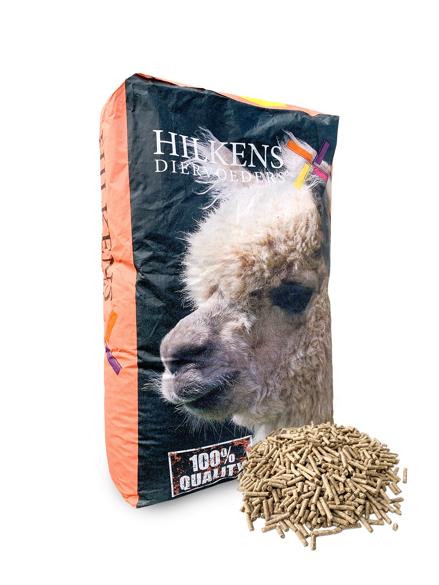 Hilkens Alpaca Energy Futtersack und Detailbild Pellets