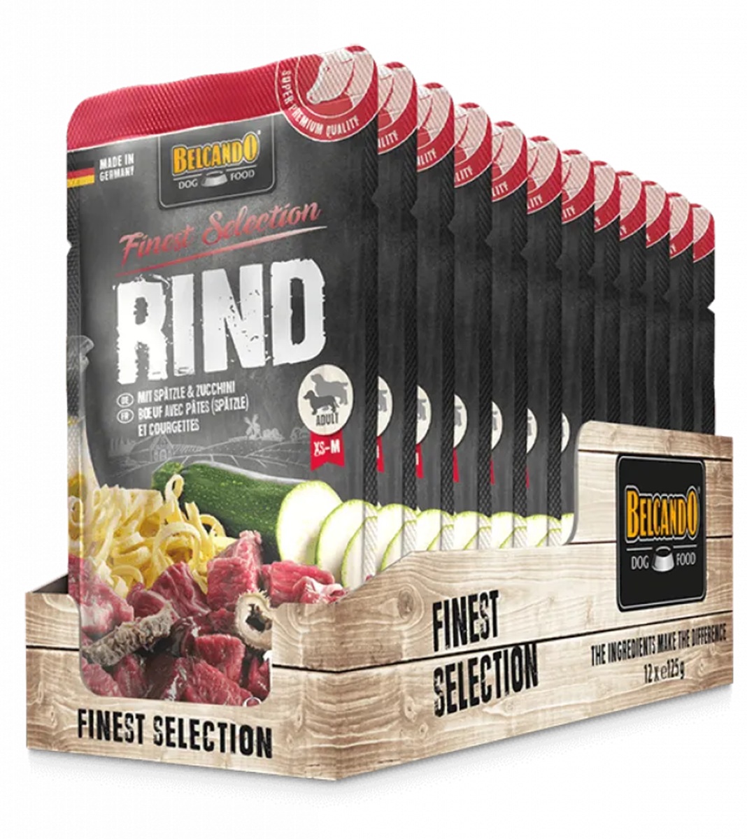 Produktansicht - Belcando - Rind & Spätzle mit Zucchini Frischebeutel