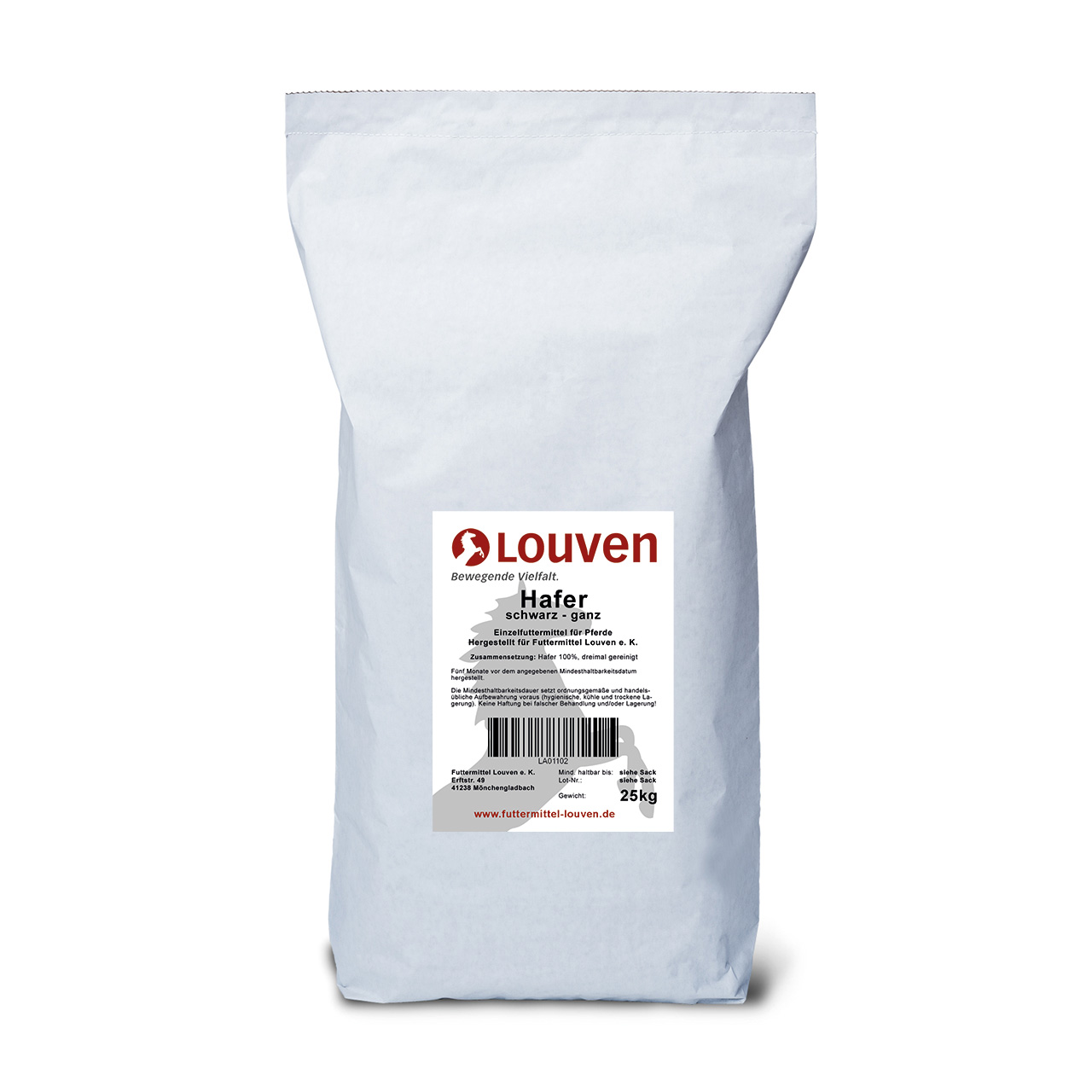 Louven Hafer schwarz ganz Futtersack 25kg