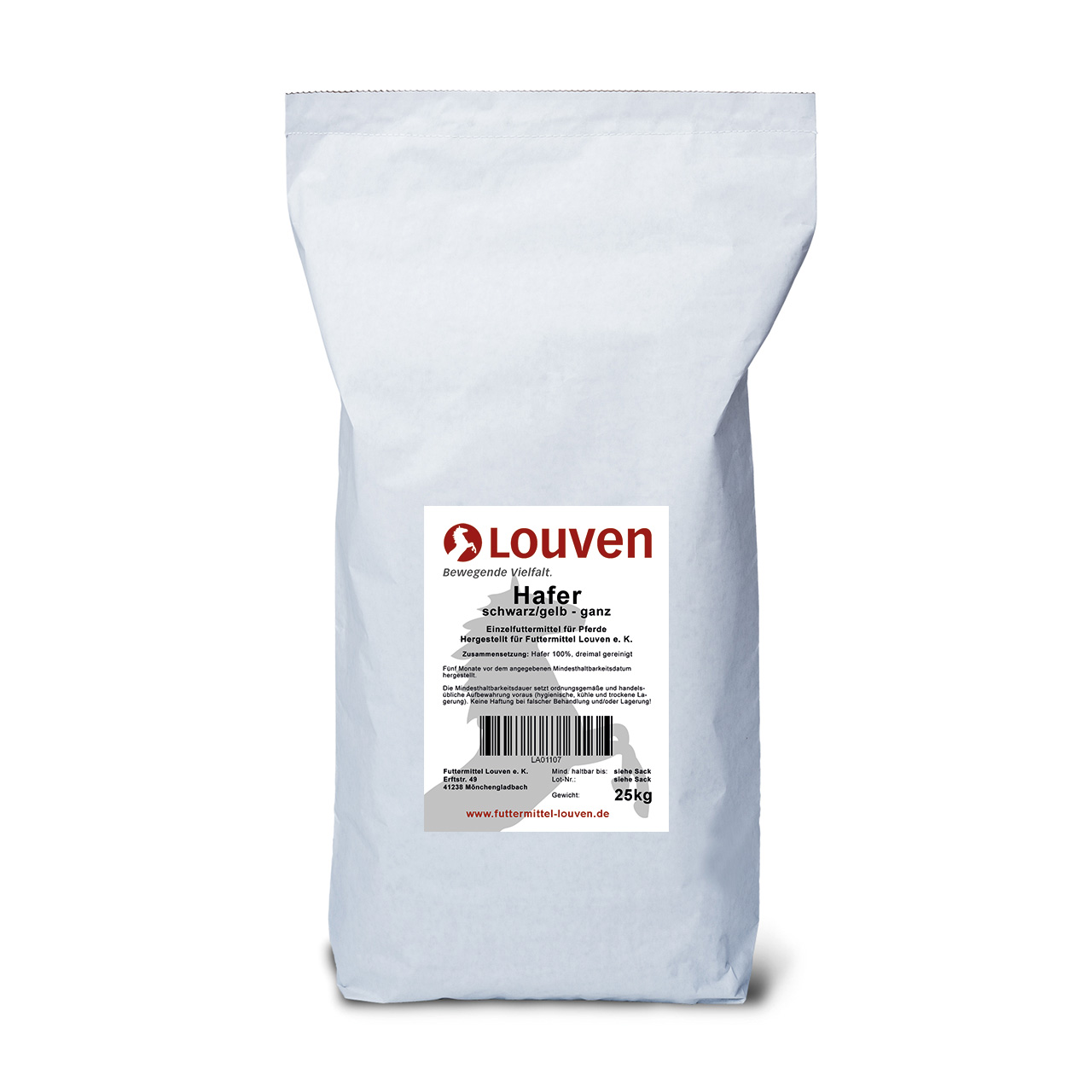 Louven Hafer gelb/schwarz ganz Futtersack 25kg