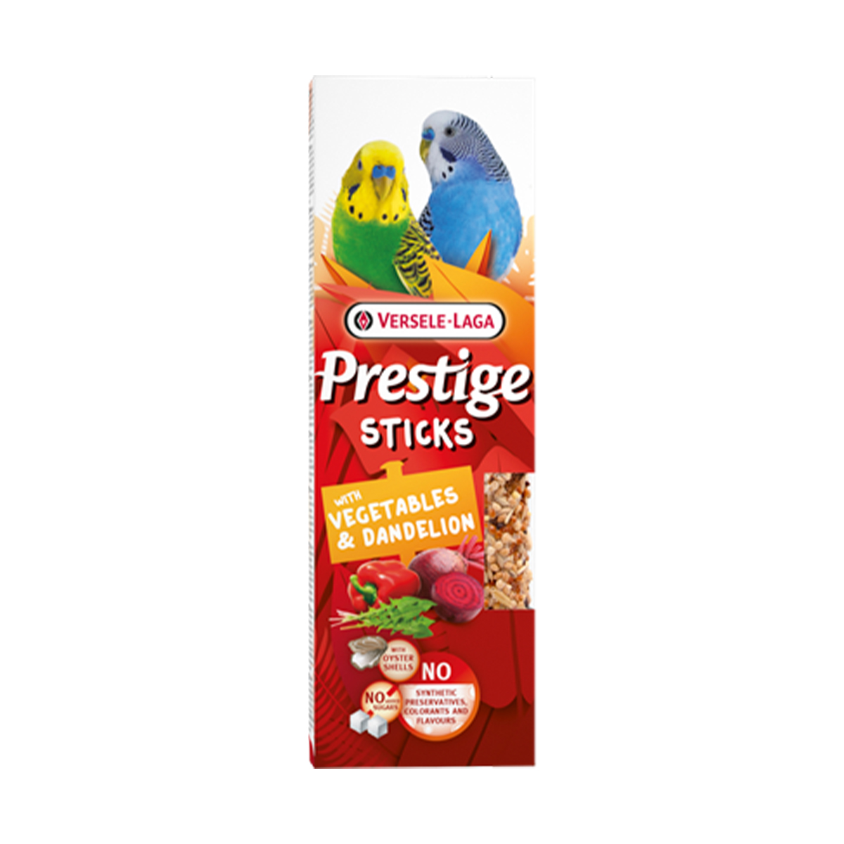 Versele-Lage Prestige Sticks Kleinsittiche Gemüse & Löwenzahn Verpackung